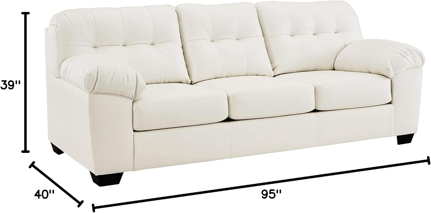 Contemporary White Faux Leather Tufted Queen Sleeper Sofa