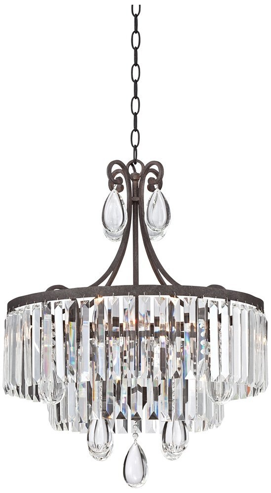 Vienna Full Spectrum Bruini Bronze Crystal Pendant Chandelier 20" Wide Rustic Scroll 4-Light Fixture for Dining Room House Foyer Kitchen Entryway Home