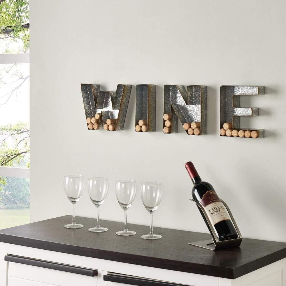 Danya B Galvanized Wall Mount Wine Letter Cork Holder