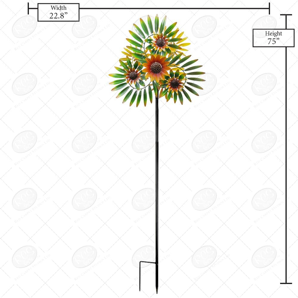 Red Carpet Studios Spinner Stake Flowers Yellow Green Leaves