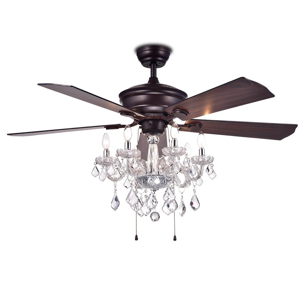 Havorand 52-inch 5-Blade Ceiling Fan Crystal Chandelier