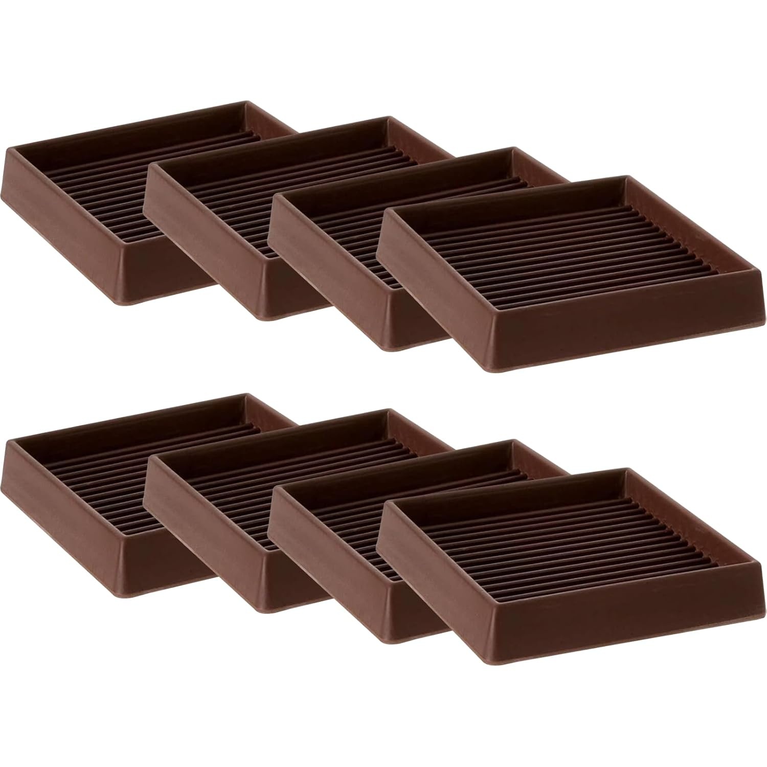 4Pcs Rubber Feet,3x3In Floor Pads for Furniture Legs,Brown Square Rubber Furniture Caster Cups,Ideal Bed Stoppers to Prevent Sliding