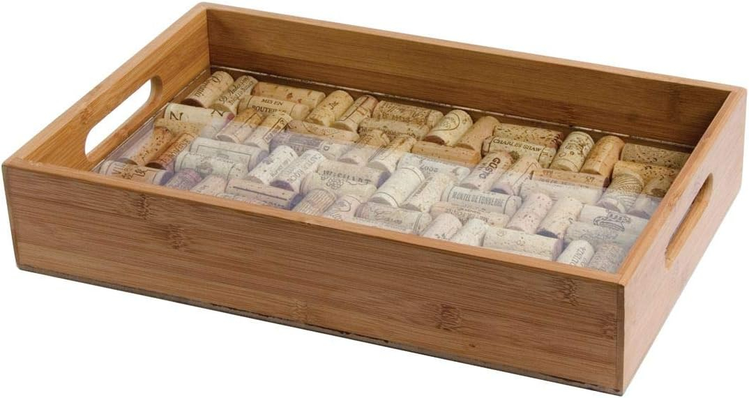 Greenophile Bamboo Cork Service Tray Kit With Handles, 100% Bamboo, Glass Pane, Serving Platter for Wine, Beer, Charcuterie, Appetizers, and More, Do-it-Yourself, Corks NOT included