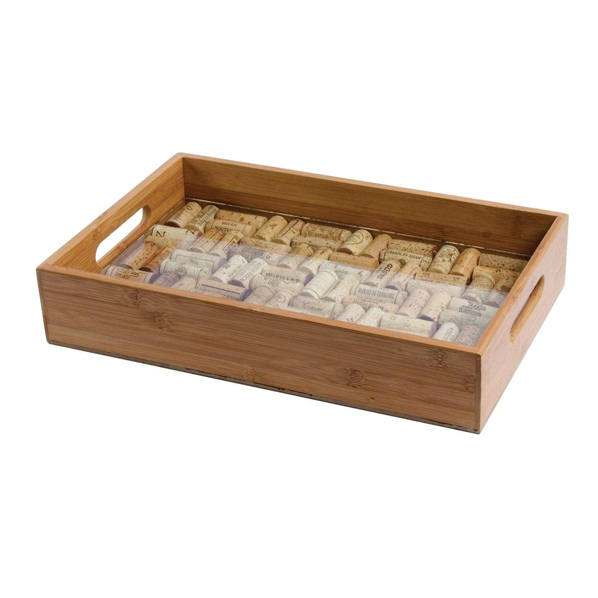 Greenophile Bamboo Cork Service Tray Kit With Handles, 100% Bamboo, Glass Pane, Serving Platter for Wine, Beer, Charcuterie, Appetizers, and More, Do-it-Yourself, Corks NOT included