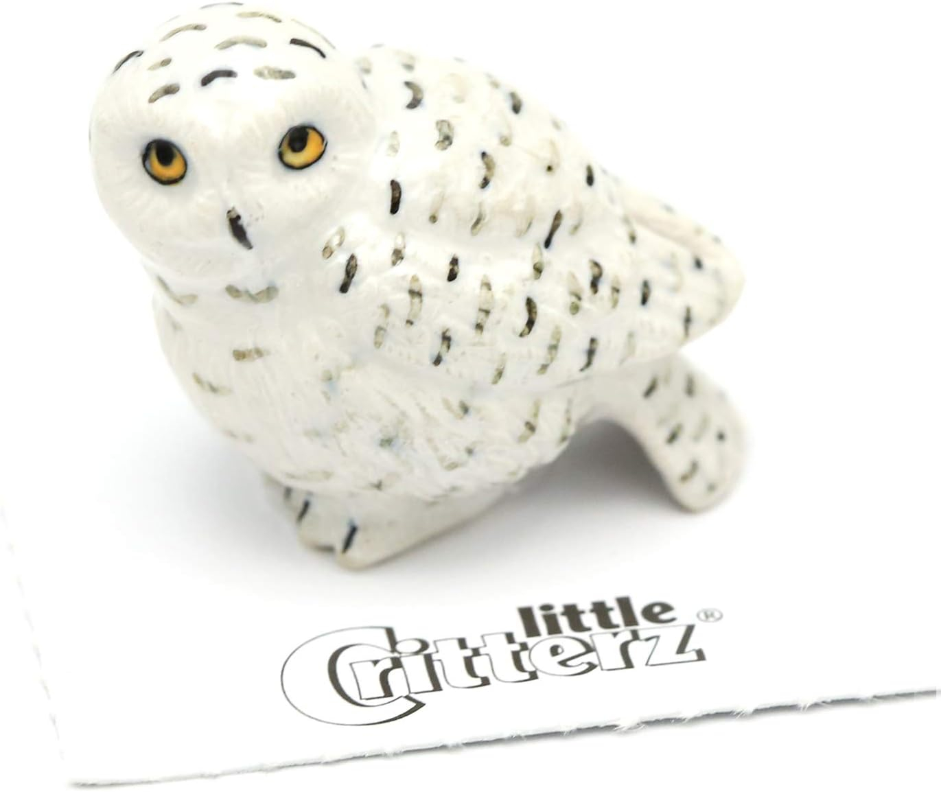 Little Critterz White Snowy Owl "Ghost" Hand-painted - Home Decor Bird Birthday Gift Decorative Figurine - Miniature Porcelain Figurine