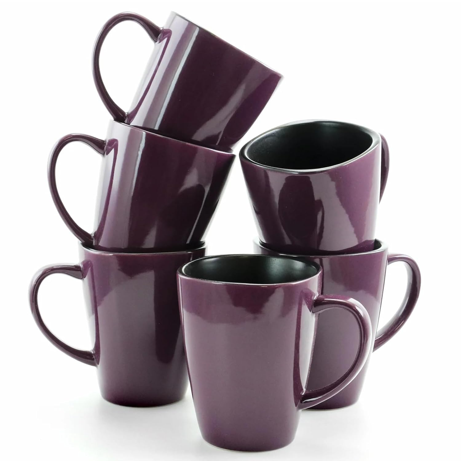 Elama's Lavender Fields 6 Piece Luxe and Large Dinner Mugs