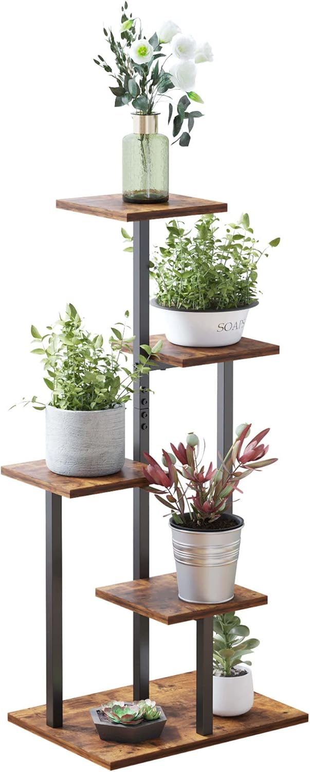 4 Tier Plant Stand Indoor, Tiered Plant Stands for Indoor Plants Multiple, Corner Flower Stand for Living Room, Multi-Layer Vintage Design Plant Shelf