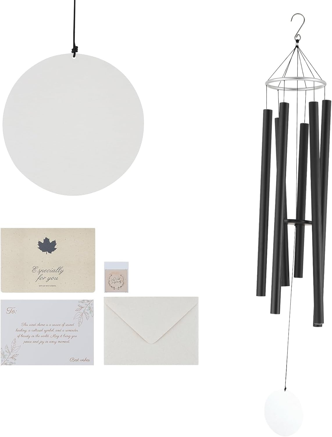 Vevor JSFLHS66INCH8UZWQV0 66 in. Outside Aluminum Memorial Deep Tone Wind Chimes - Black