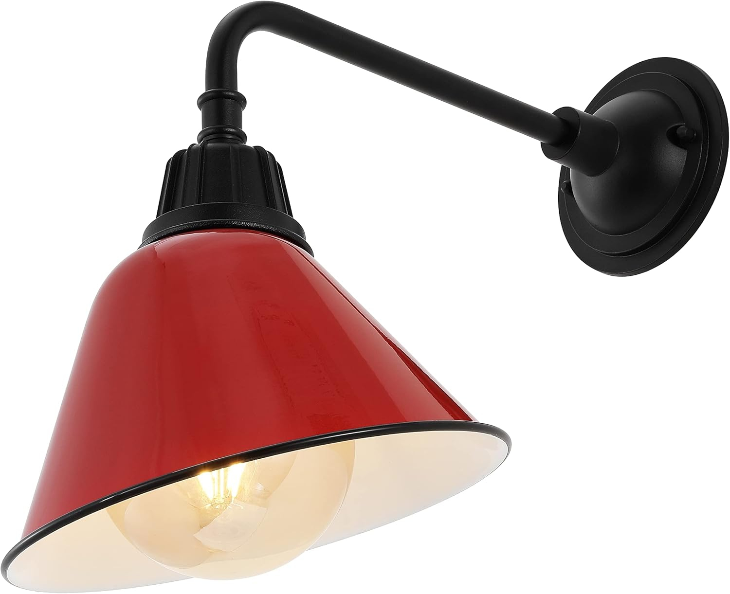 Croydon 9.63 in. Red 1-Light Farmhouse Industrial Indoor/Outdoor Iron LED Gooseneck Arm Outdoor Sconce
