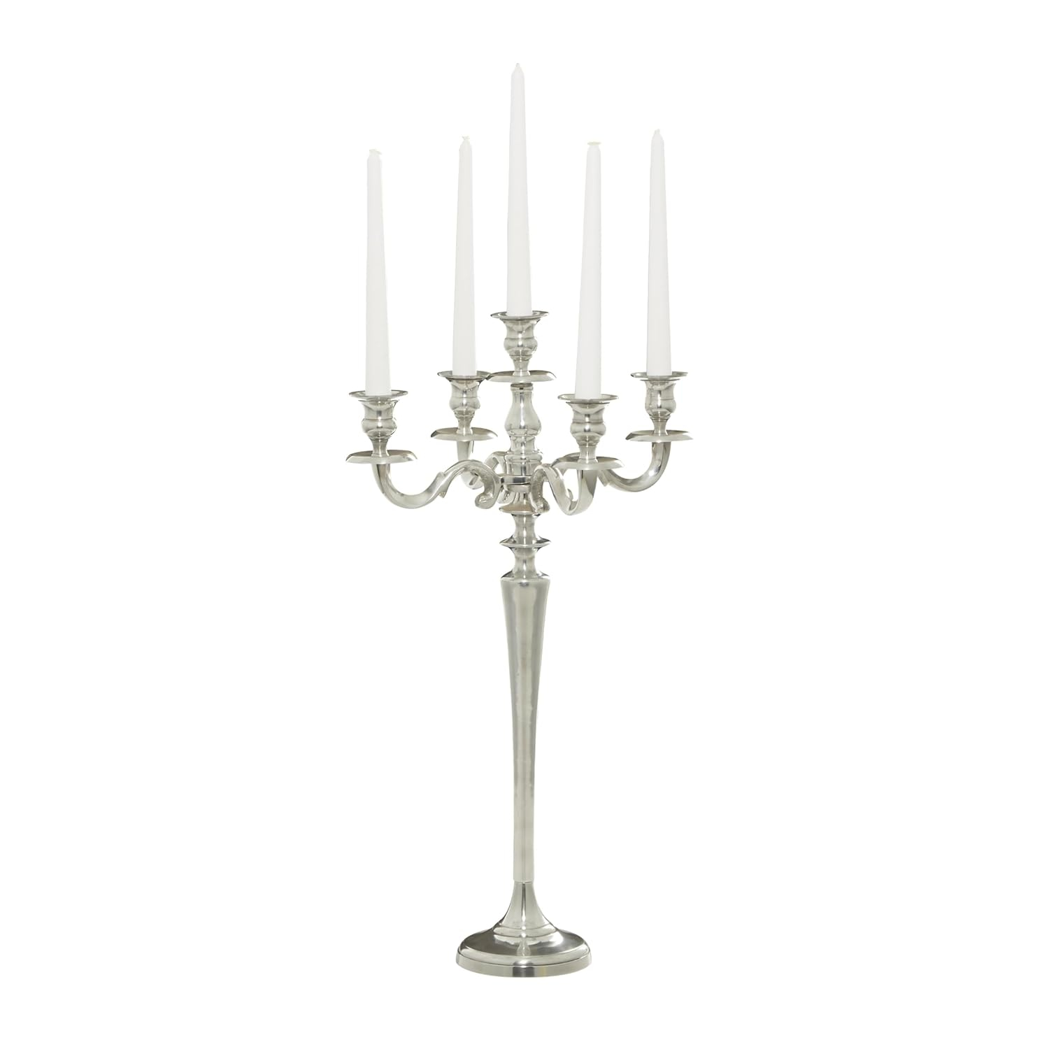 DecMode 5 Holder Silver Aluminum Metal Candelabra