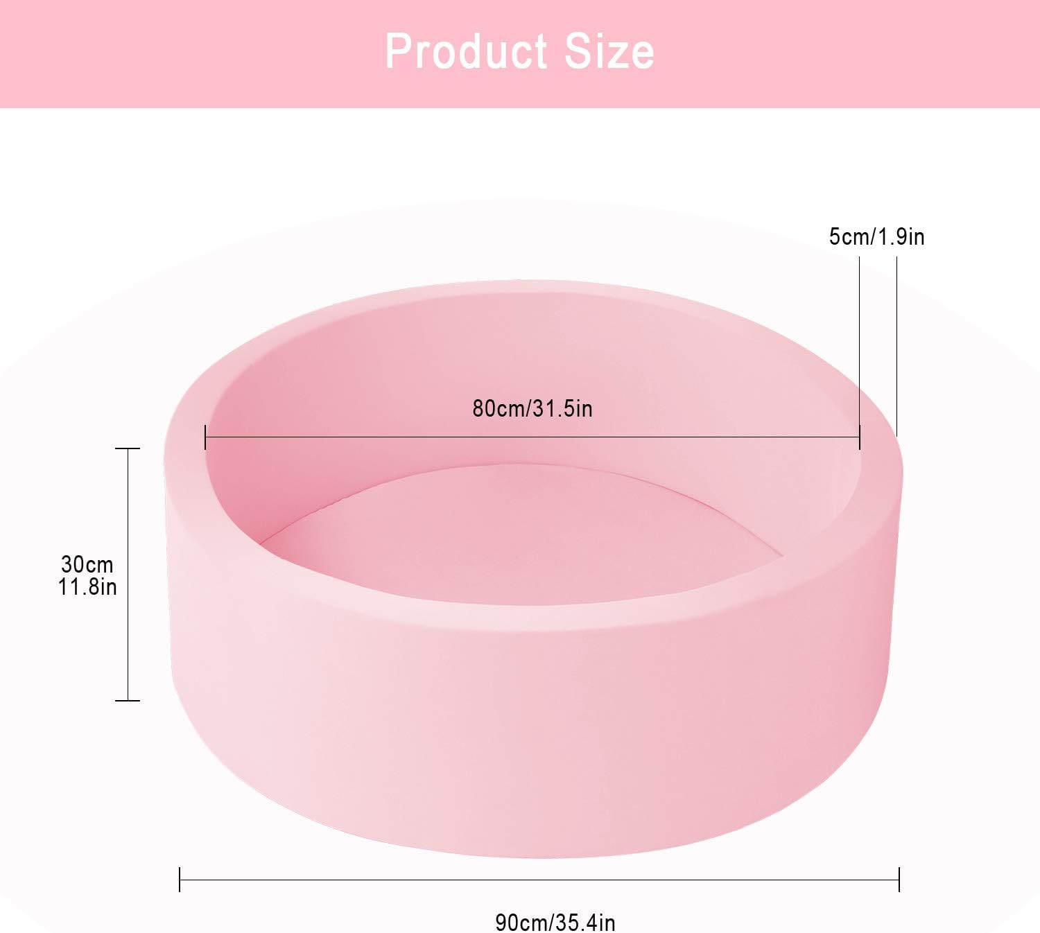 Foam Ball Pit for Toddlers Kids Soft Ball Pool Ideal Gift Play Toy for Children Kiddie Pools - Light Pink