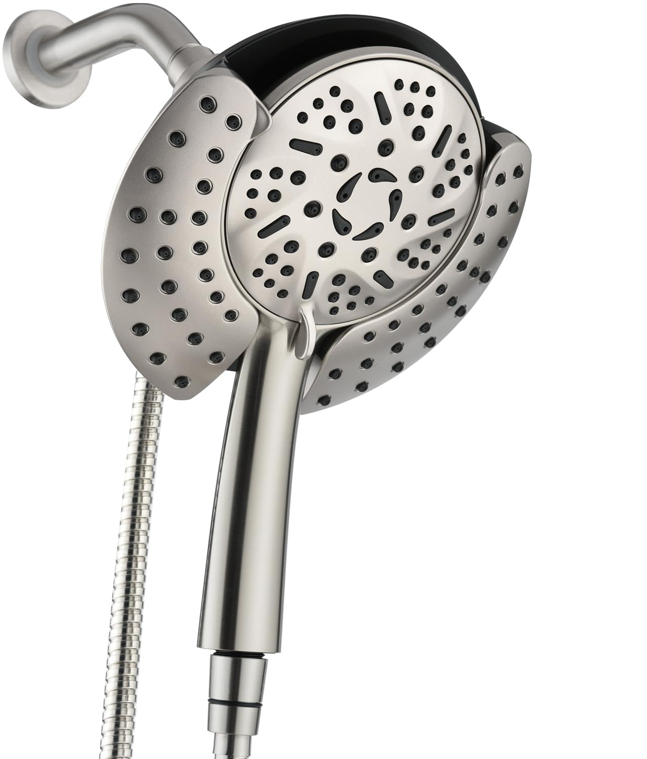 2.5GPM Shower Head With Hand: 2 In 1 High Pressure Shower Heads With Handheld Spray Combo & Rain Shower Head, 9 Spray Modes Anti-Leak Waterfall Showerhead, Angle Adjustable