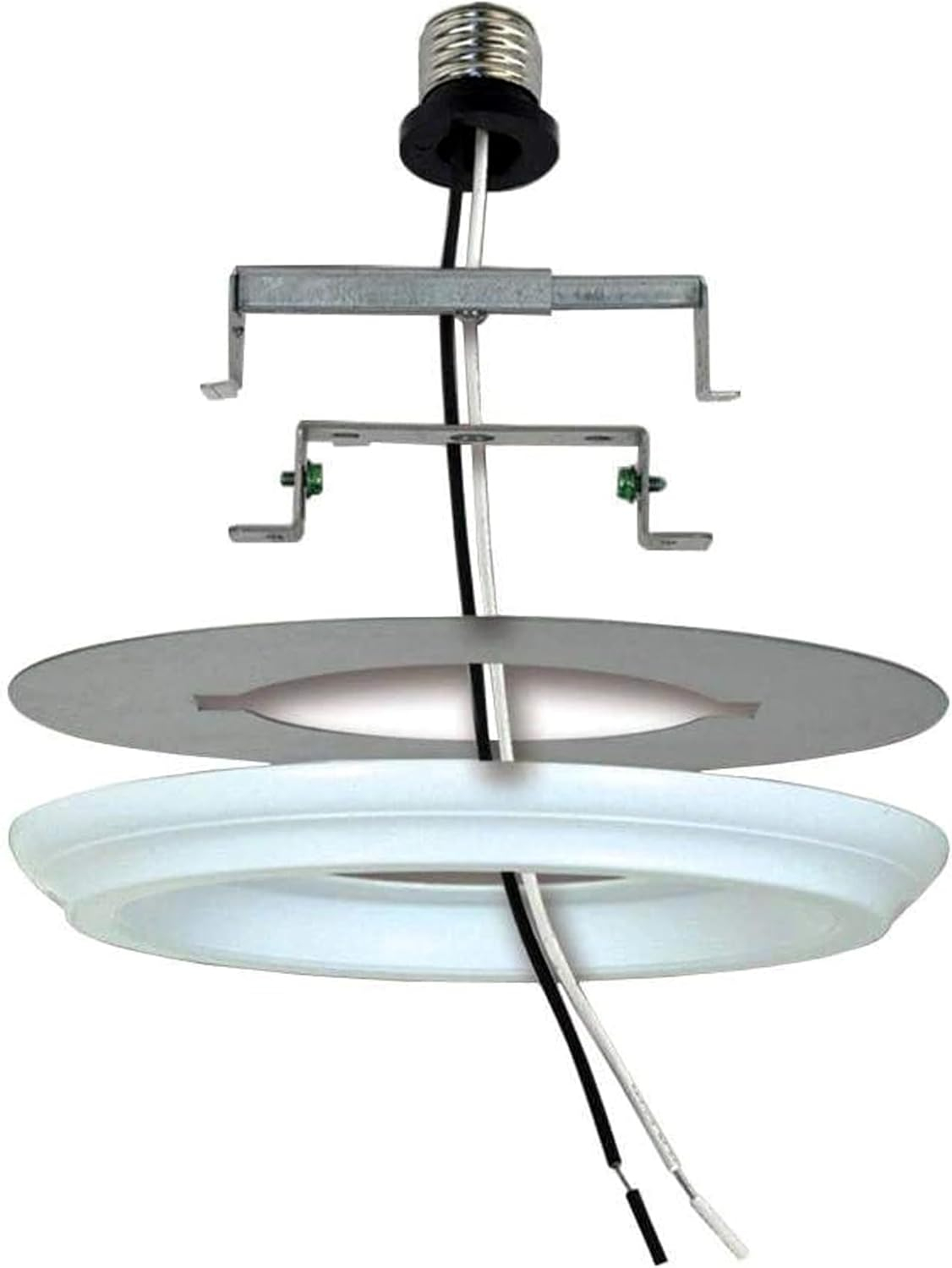 Aspen Creative 21067-11, Recessed Lighting Converter Kit, Ø 8", White Plastic Medallion, adjustable mounting bar that can be used for any size between 4 - 7 inches and can support up to 25 pounds