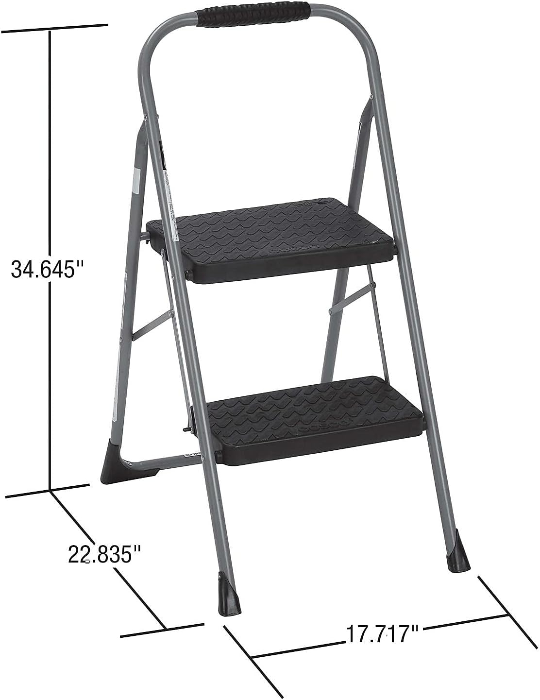 22-Inch Black and Gray Foldable 2-Step Steel Stool