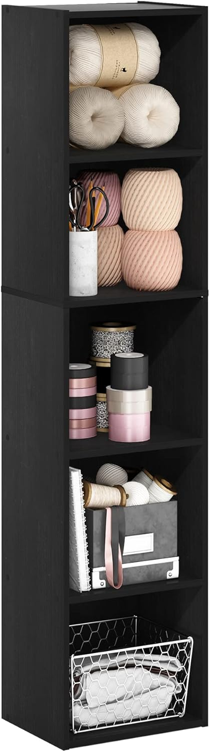 Furinno Pasir 5-Tier Open Shelf Bookcase, Blackwood