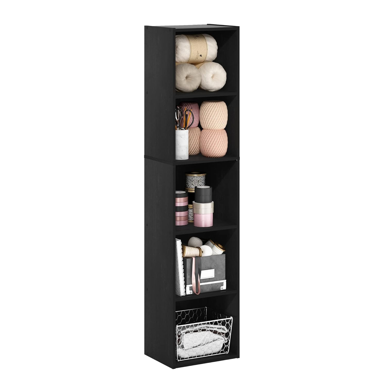 Furinno Pasir 5-Tier Open Shelf Bookcase, Blackwood