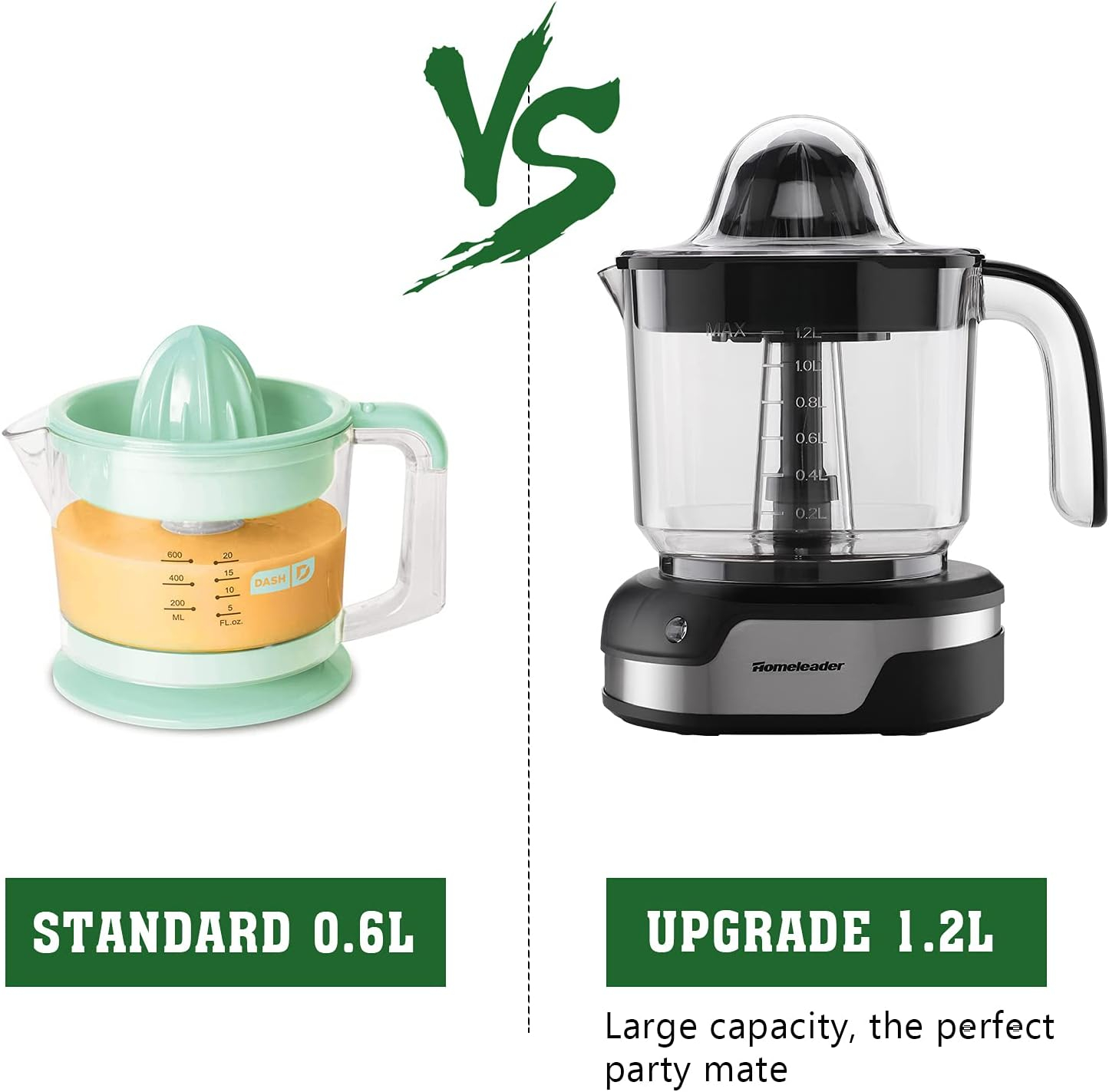 Homeleader Upgraded Orange Juicer, Stainless Steel Citrus Press for Effortless Orange & Lemon Juice, Portable & Easy Clean, Essential for Healthy Juicing, Black,1.2L