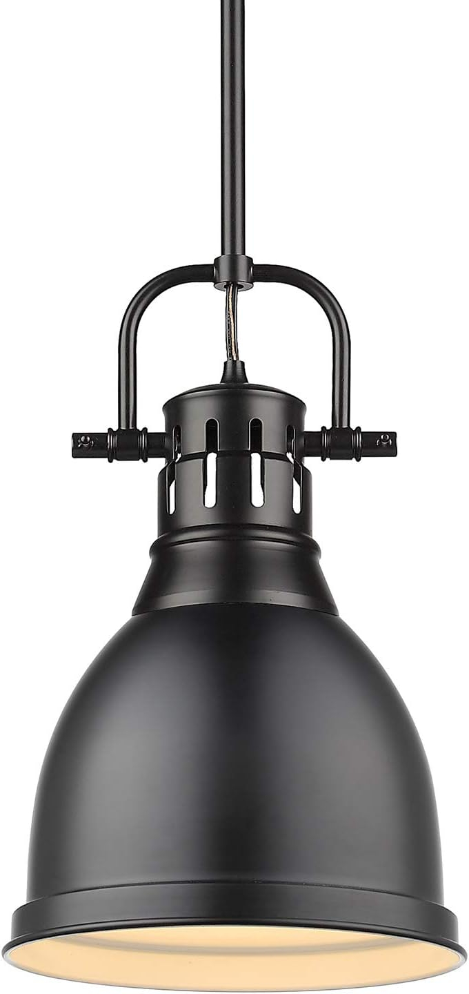 Golden Lighting Duncan 1-Light Small Pendant in Matte Black