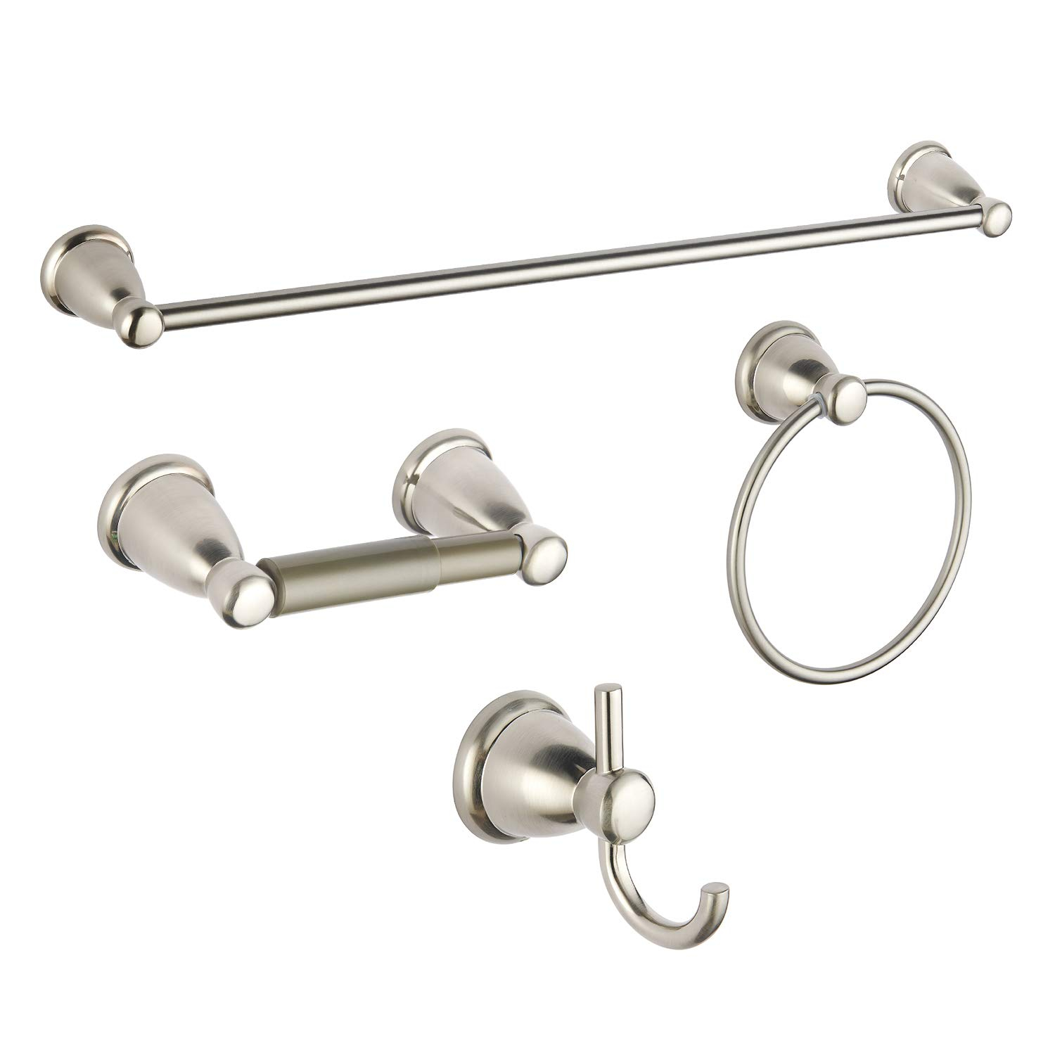BGL Bathroom Hardware Set, Brushed Nickel Adjustable Expandable Towel Bar 4-Piece Bathroom Accessory Set Wall Mounted