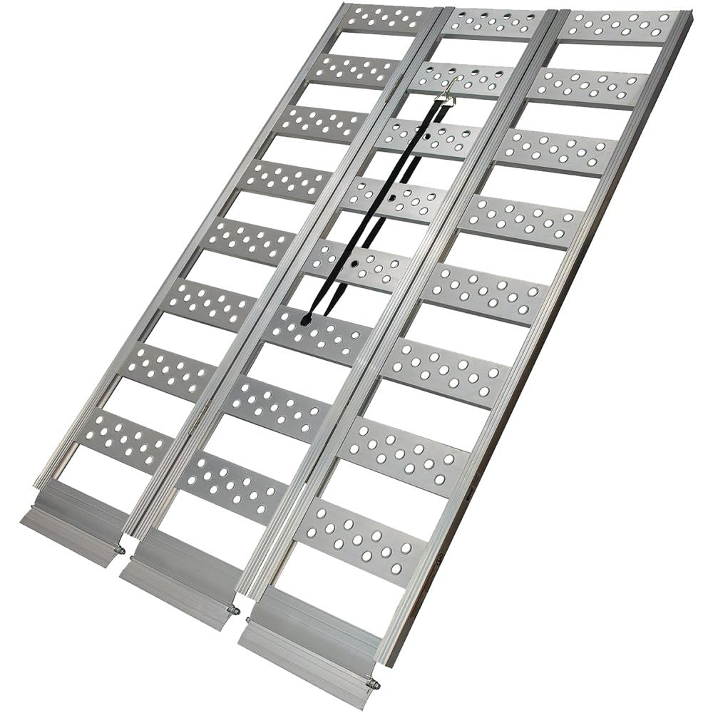 REESE 11272200 Tri-fold Aluminum Utility Ramp for ATVs, Snowmobiles, Dirt Bikes, Lawn Equipment, 45 Inch x 69 Inch, 1,600 lbs. Capacity