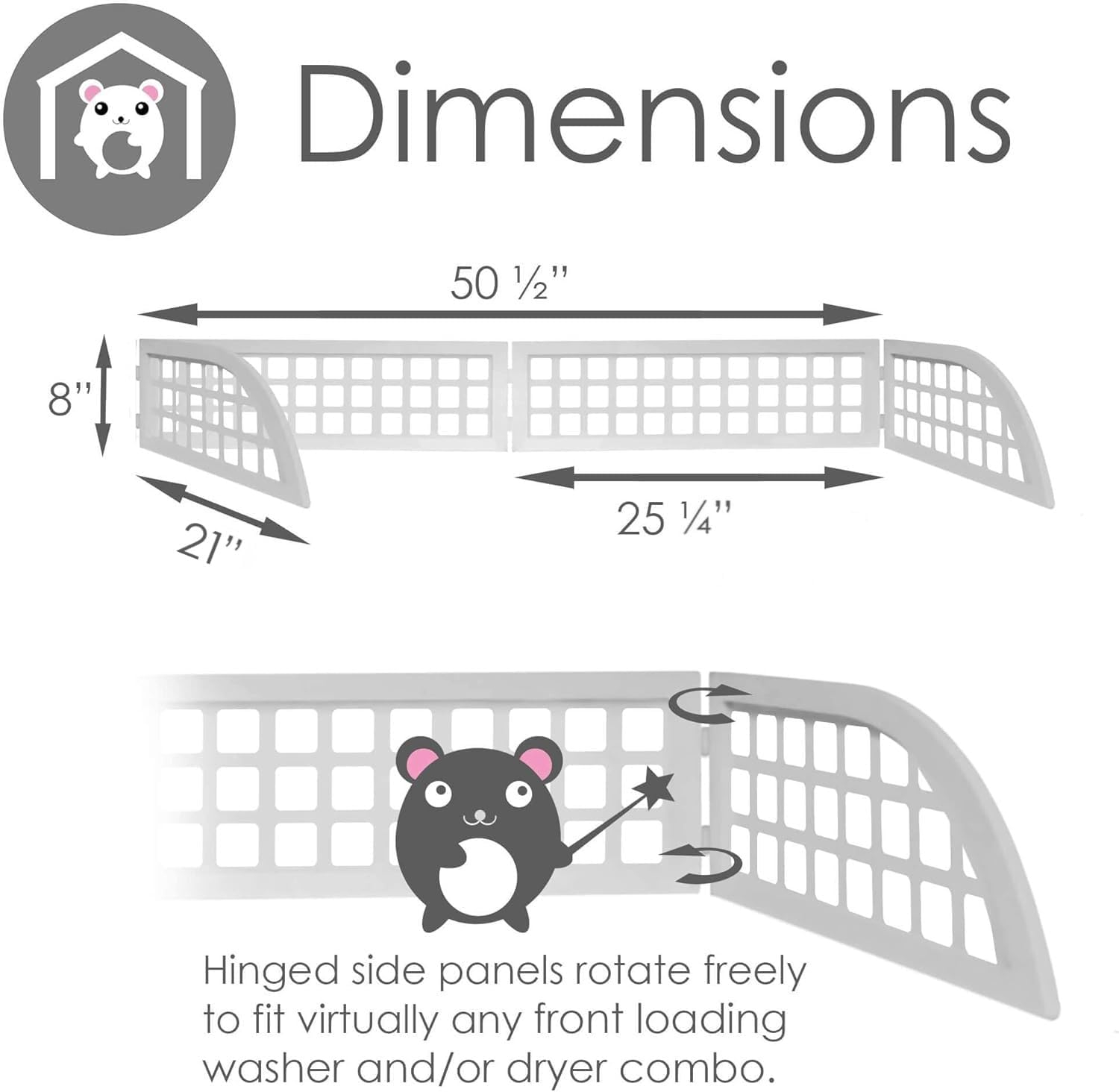 Haus Maus The Original Laundry Guard - Stop Laundry Falling Behind Washer/Dryer - Invented by a US Mom - Made in North America - Magnetic - Fits Most Front Loading Machines - Top of Fridge - Grey