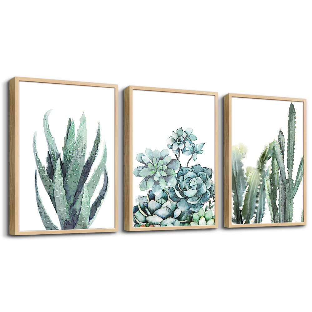 Canvas Wall Art For Living Room Bathroom Wall Decor For Bedroom Kitchen Artwork Canvas Prints Green Plant Flowers Painting 12" X 16" 3 Pieces Modern Framed Office Home Decorations Family Picture