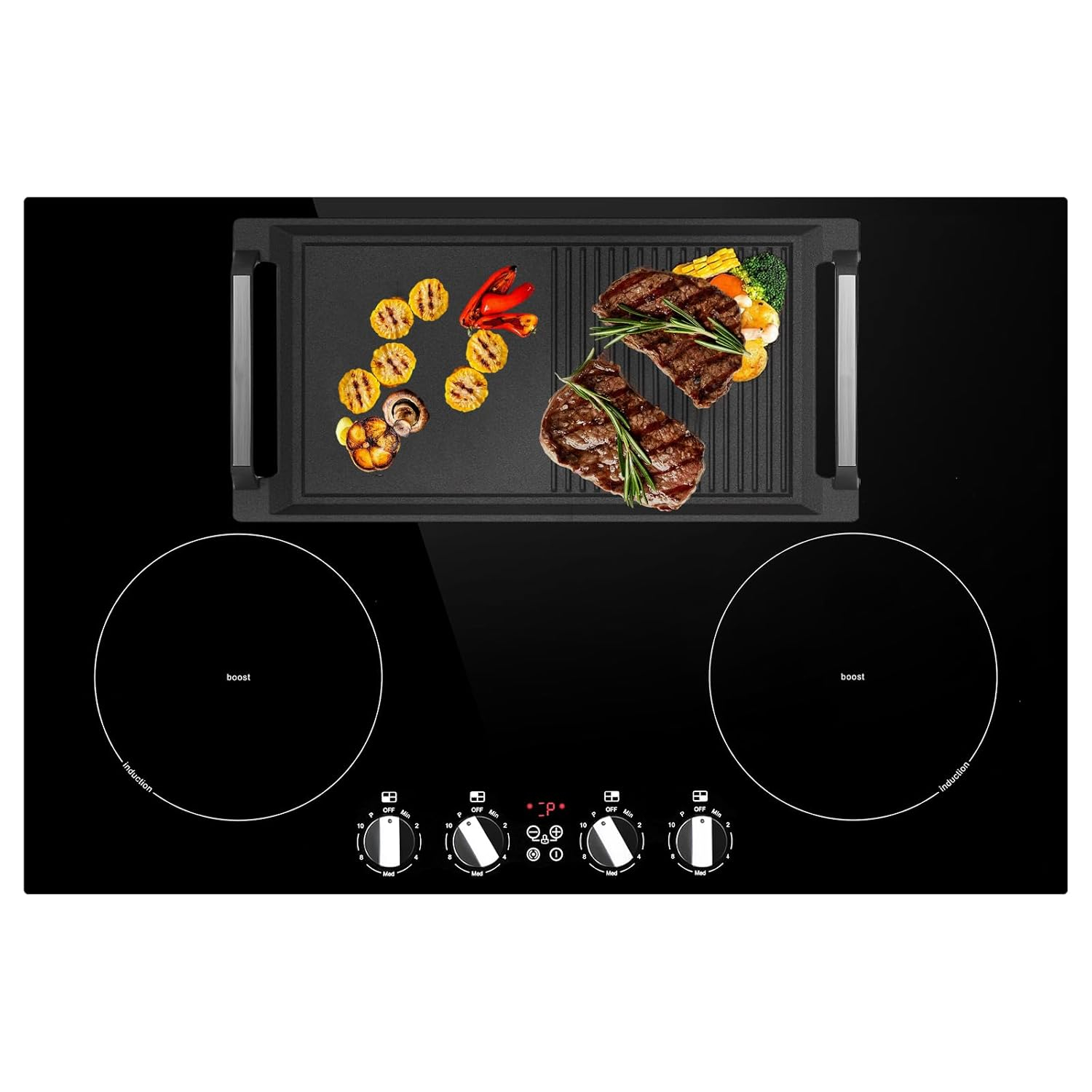 Induction Cooktop 30 inch-Induction Cooktop with Knobs Control-Bridge Element/Boost/Griddle Compatible / 8200W / 10 Power Levels/Timer/Child Safety Lock / 240V / Hard Wire