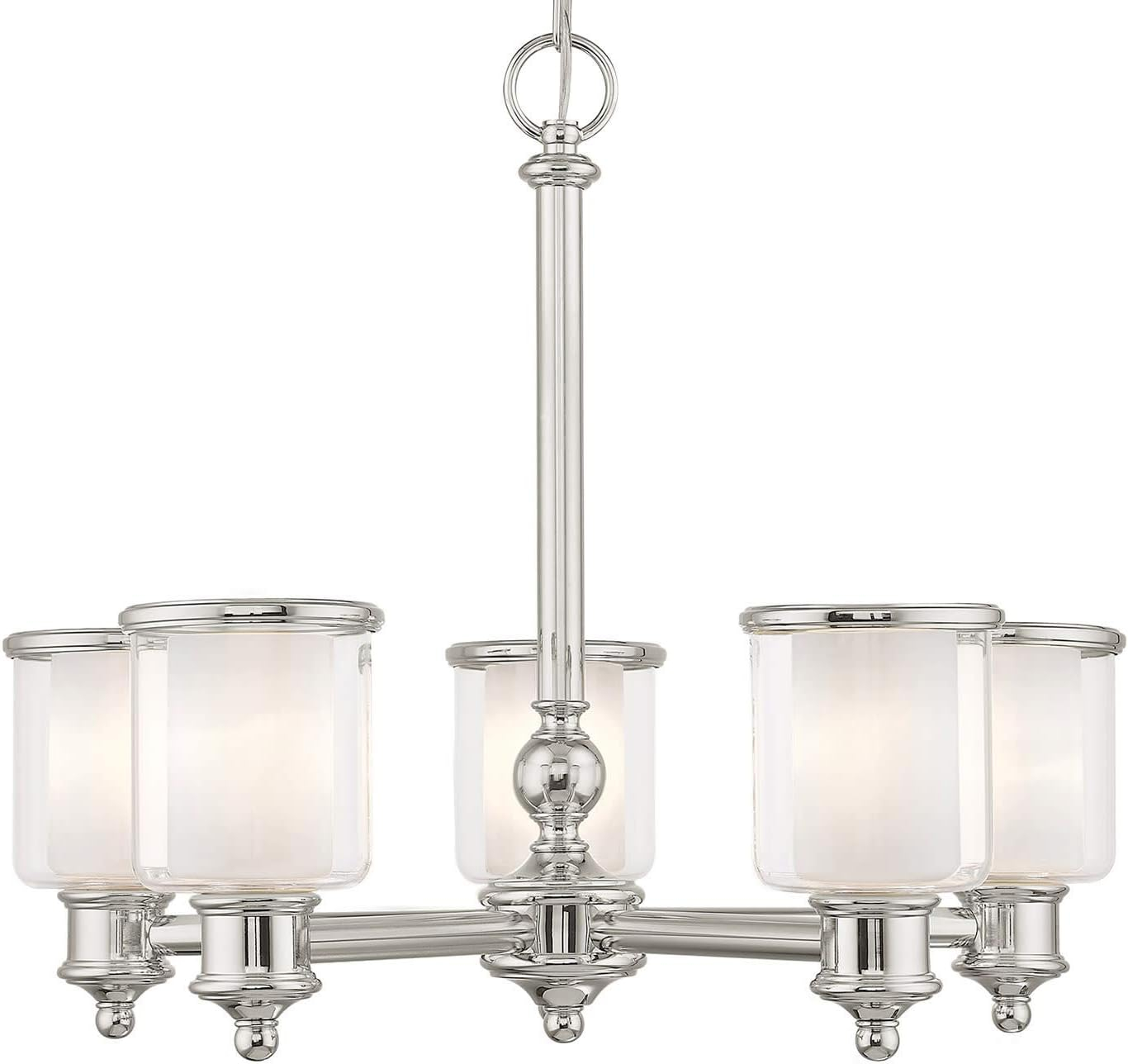 Middlebush 5-Light Polished Nickel Chandelier with Double Glass Shades