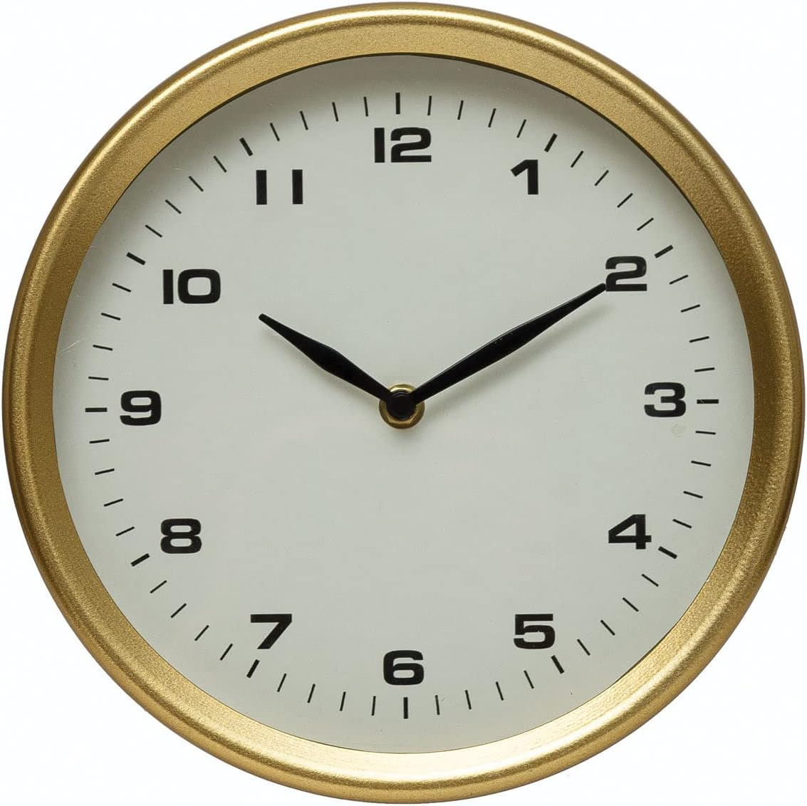Creative Co-Op Metal Table, Brass Finish Mantel Clock, 10" L x 2" W x 10" H, White