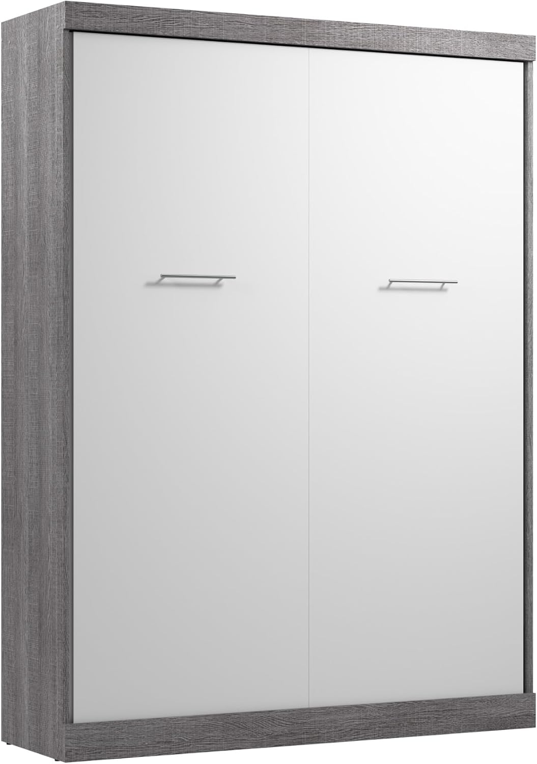 Bestar Nebula 65W Queen Murphy Bed in Bark Gray and White, Sleeping Arrangement for Multipurpose Room