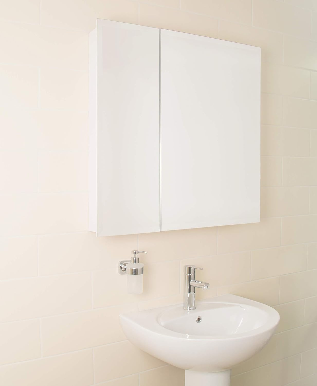 Croydex 30-in x 30-in Surface Mount White Steel Mirrored Square Medicine Cabinet
