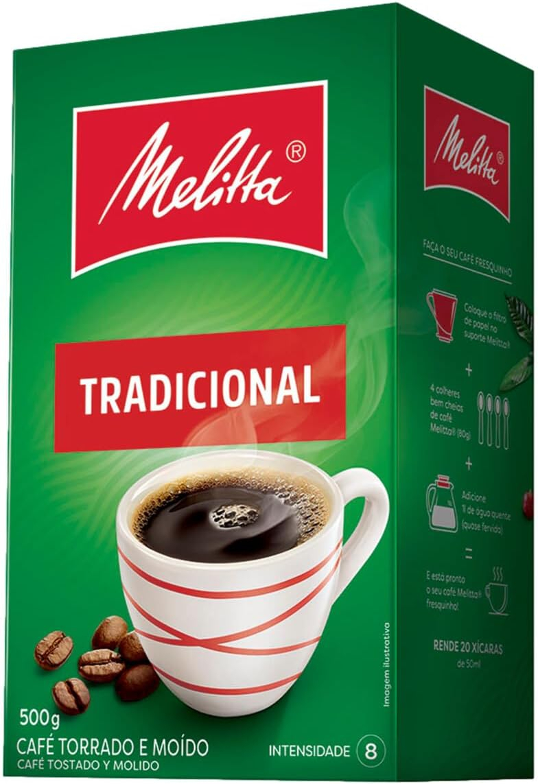 Melitta Traditional Roasted Coffee 17.6Oz | Melitta Café Torrado e Moído Tradicional 500g