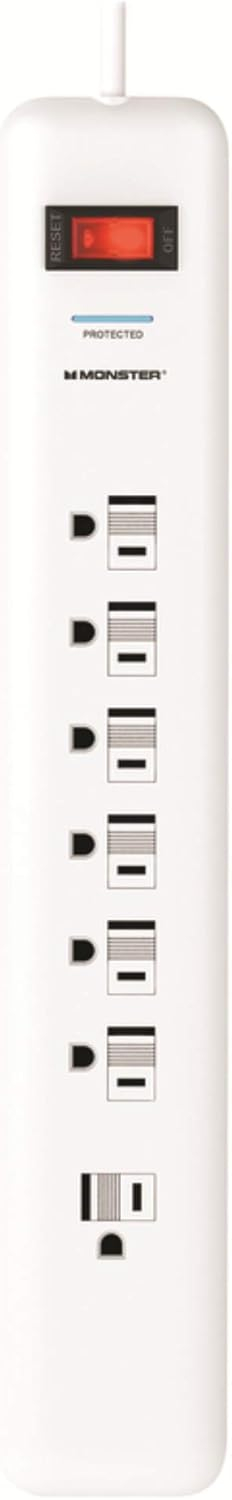 Monster 3001102 6 ft. 7 Outlets Power Strip with Surge Protection, White