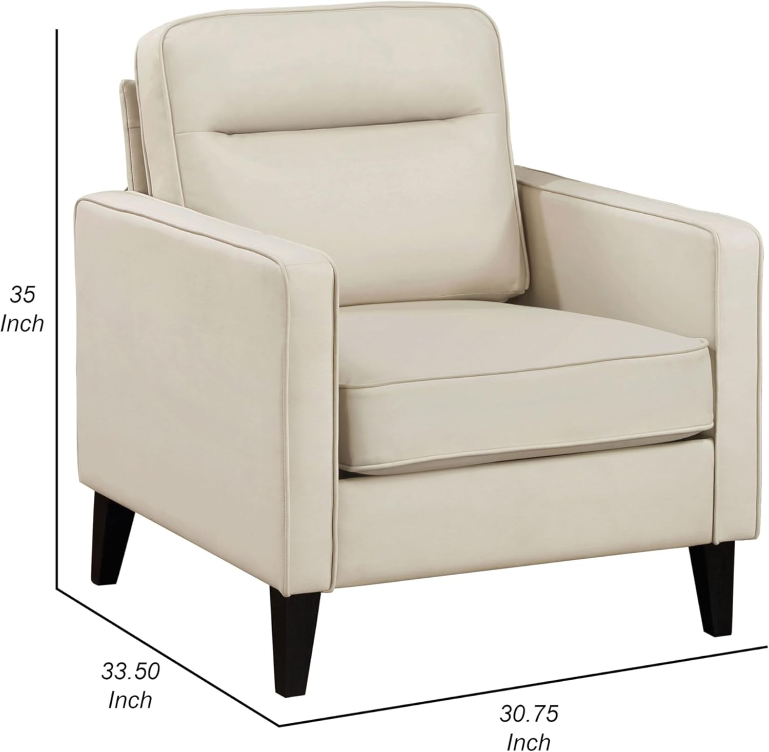 Ivory Faux Leather Accent Chair with Metal Legs