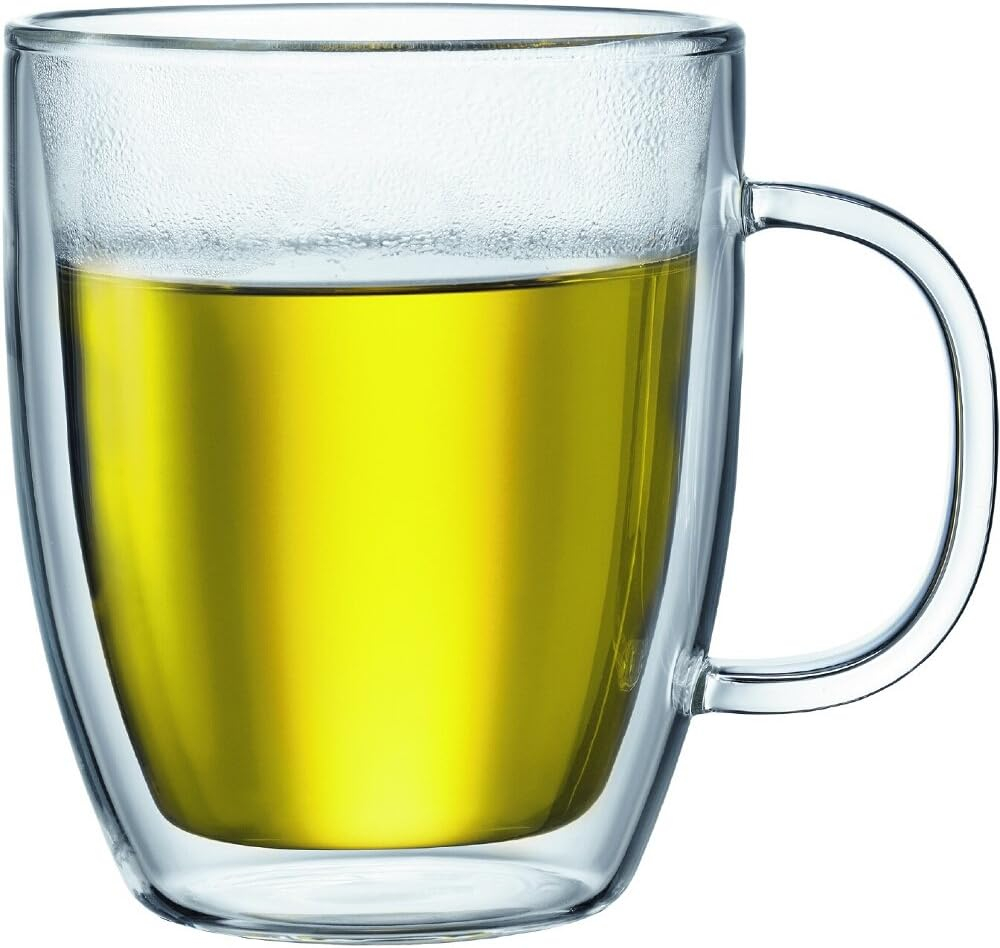 Bodum Bistro Double-Wall Insulated 15-Ounce Glass Mug, Set of 2