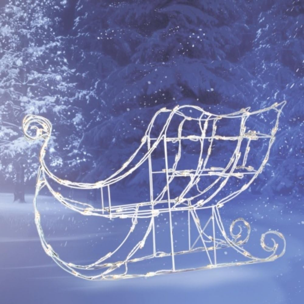 Brite Star 42 inch Width Santa Sleigh Christmas Outdoor Decorations - Light Christmas Decoration for Indoor and Outdoor