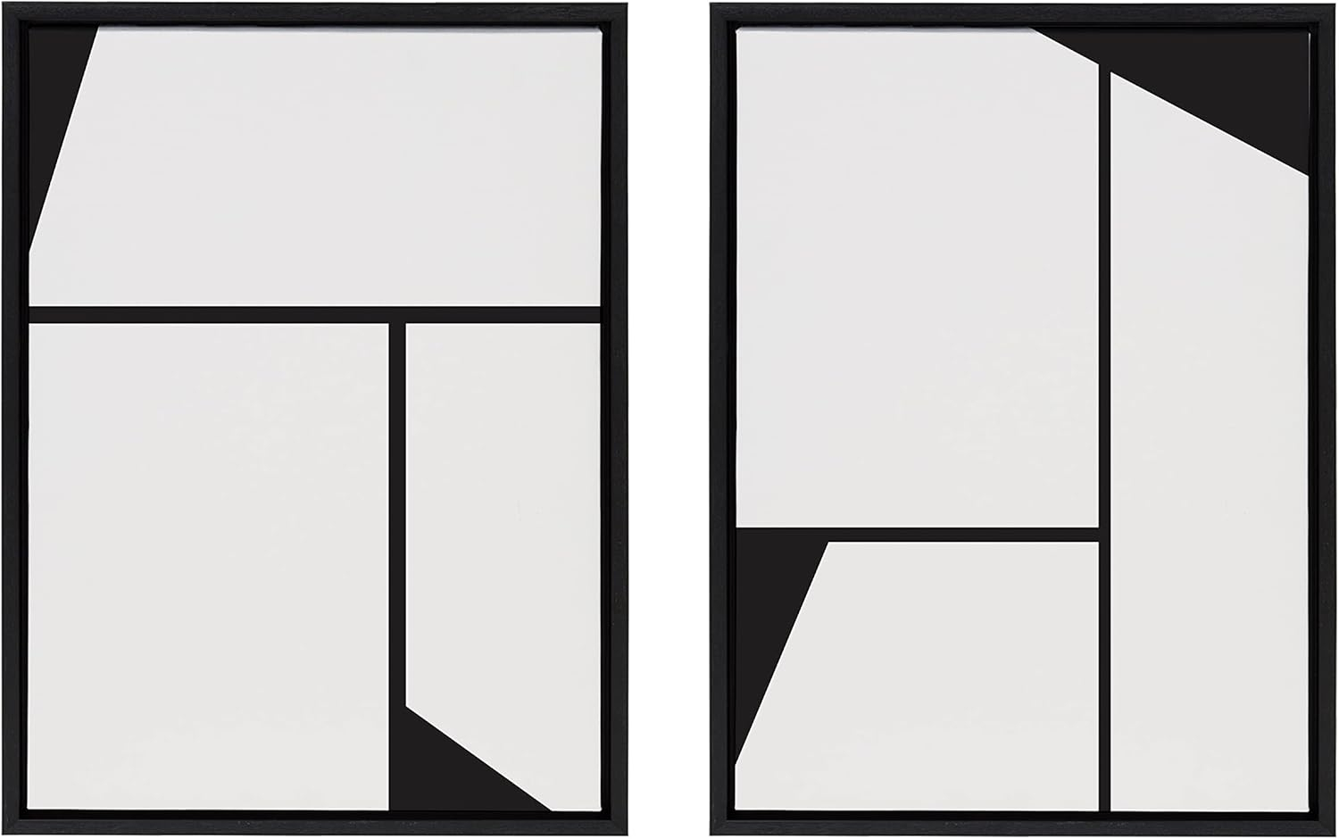 Kate and Laurel Sylvie Sleek Luxe Minimalist Black and White Abstract Framed Canvas Wall Art Set by The Creative Bunch Studio, 2 Piece 23x33 Black, Simple Minimal Art Set for Wall