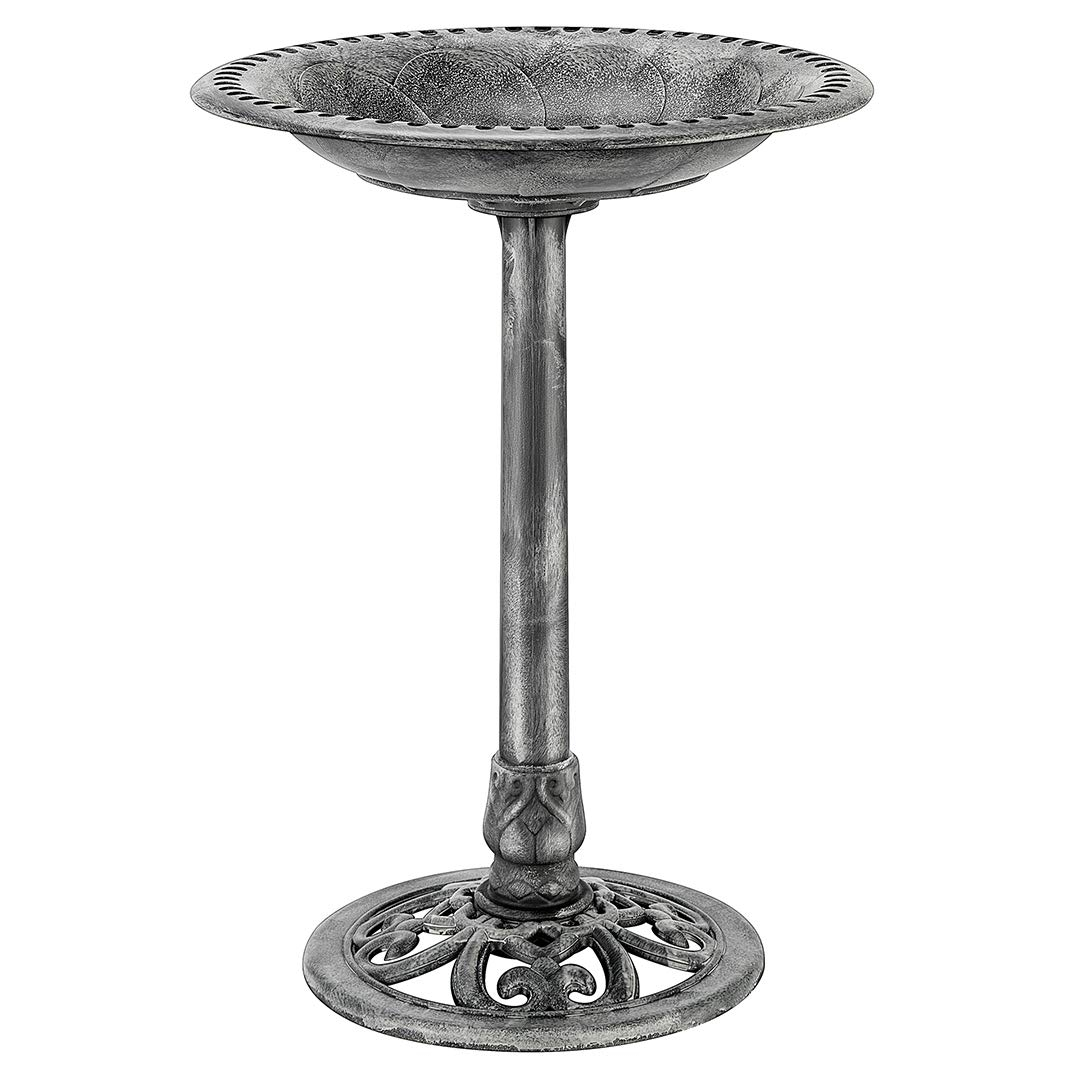 SPECSTAR Bird Bath, 28 inch Height Polyresin Lightweight Antique Outdoor Garden Birdbath Gray