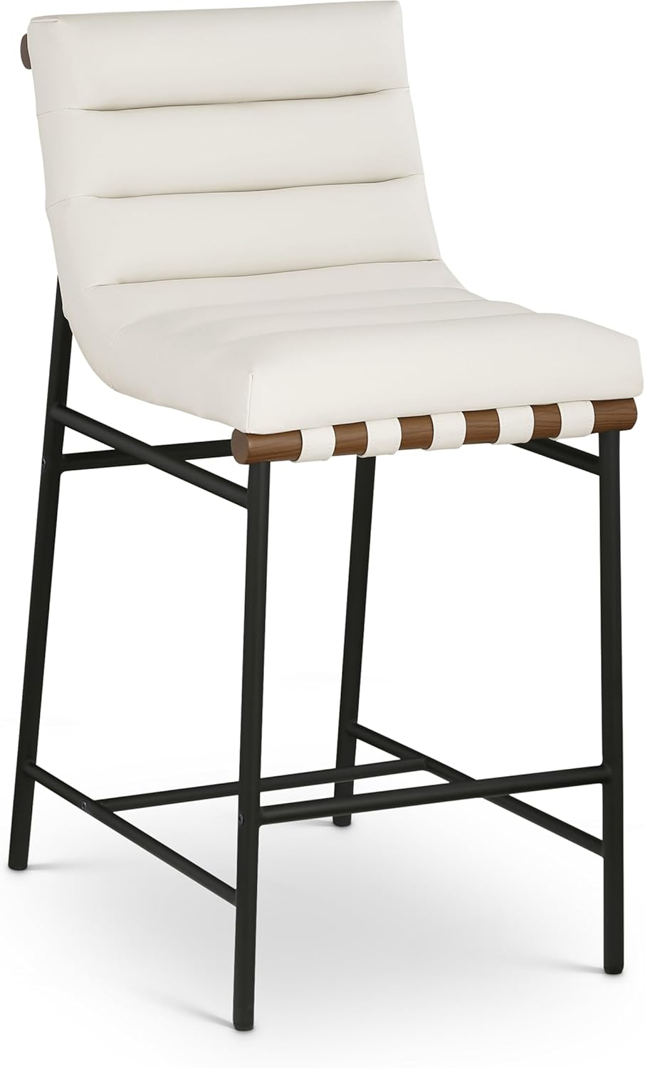 Meridian Furniture Burke Cream Faux Leather Counter Stool