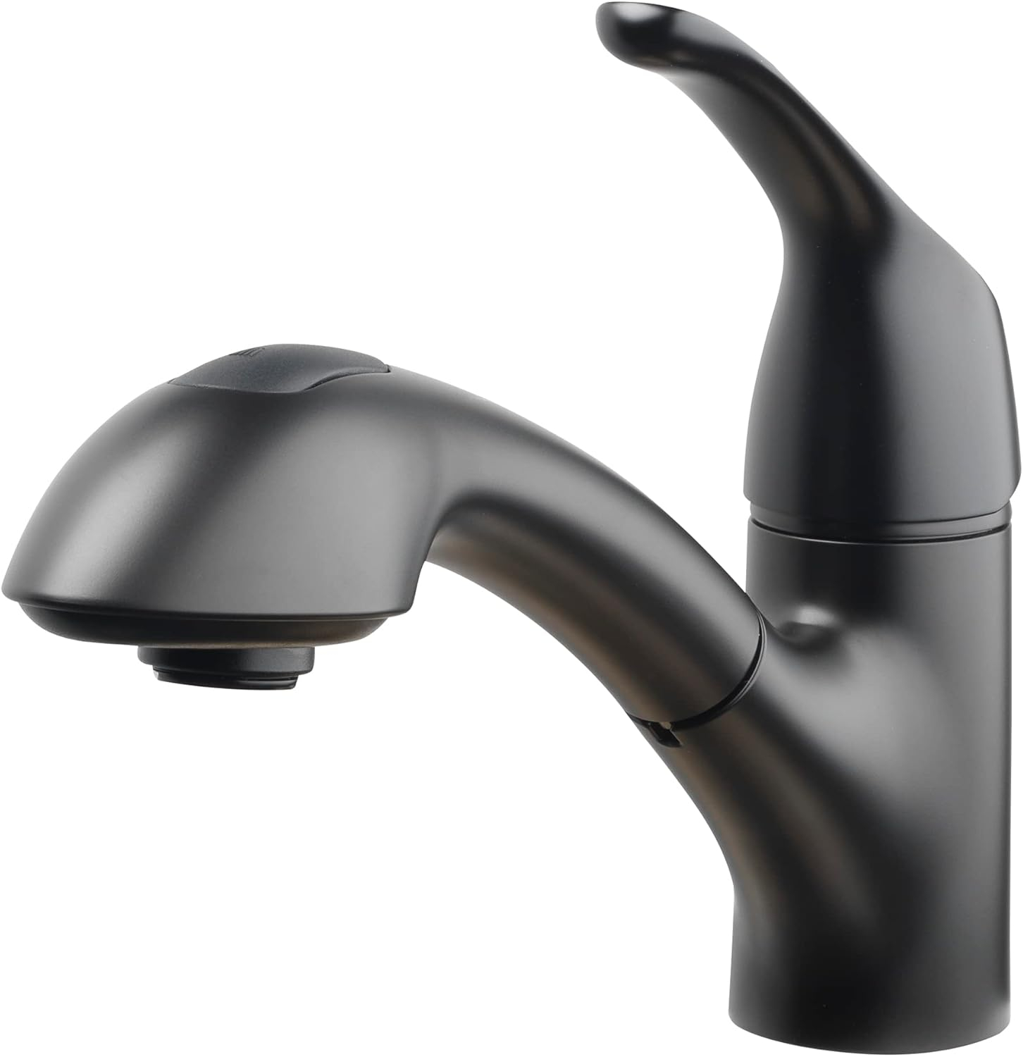 Homewerks Single Handle Pull Out Laundry Faucet 1 or 3 Hole Installation with Deckplate, Universal Install, Utility Kitchen Sink or Laundry Tub, Garden Hose Adapter, Matte Black (903 U425MB)