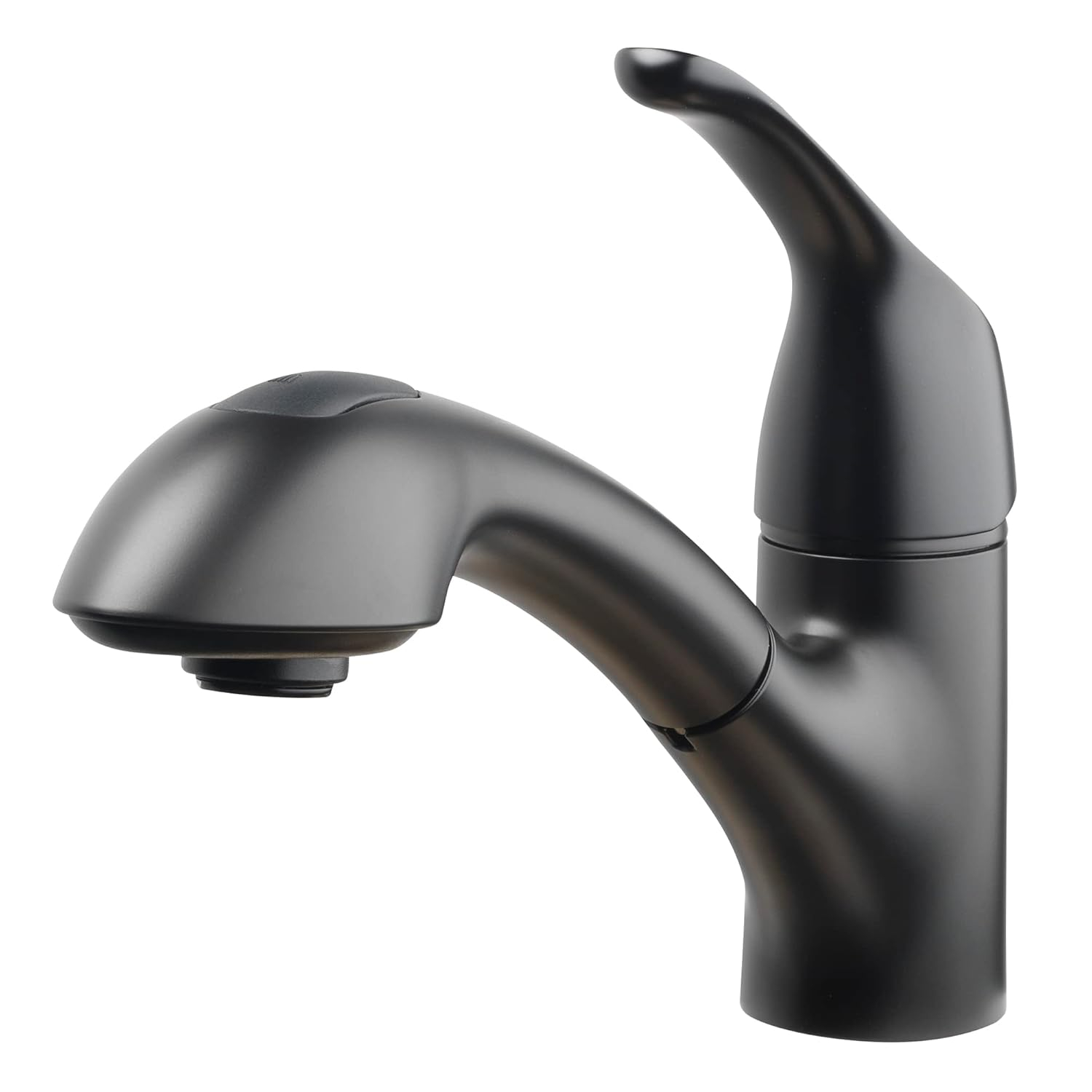 Homewerks Single Handle Pull Out Laundry Faucet 1 or 3 Hole Installation with Deckplate, Universal Install, Utility Kitchen Sink or Laundry Tub, Garden Hose Adapter, Matte Black (903 U425MB)