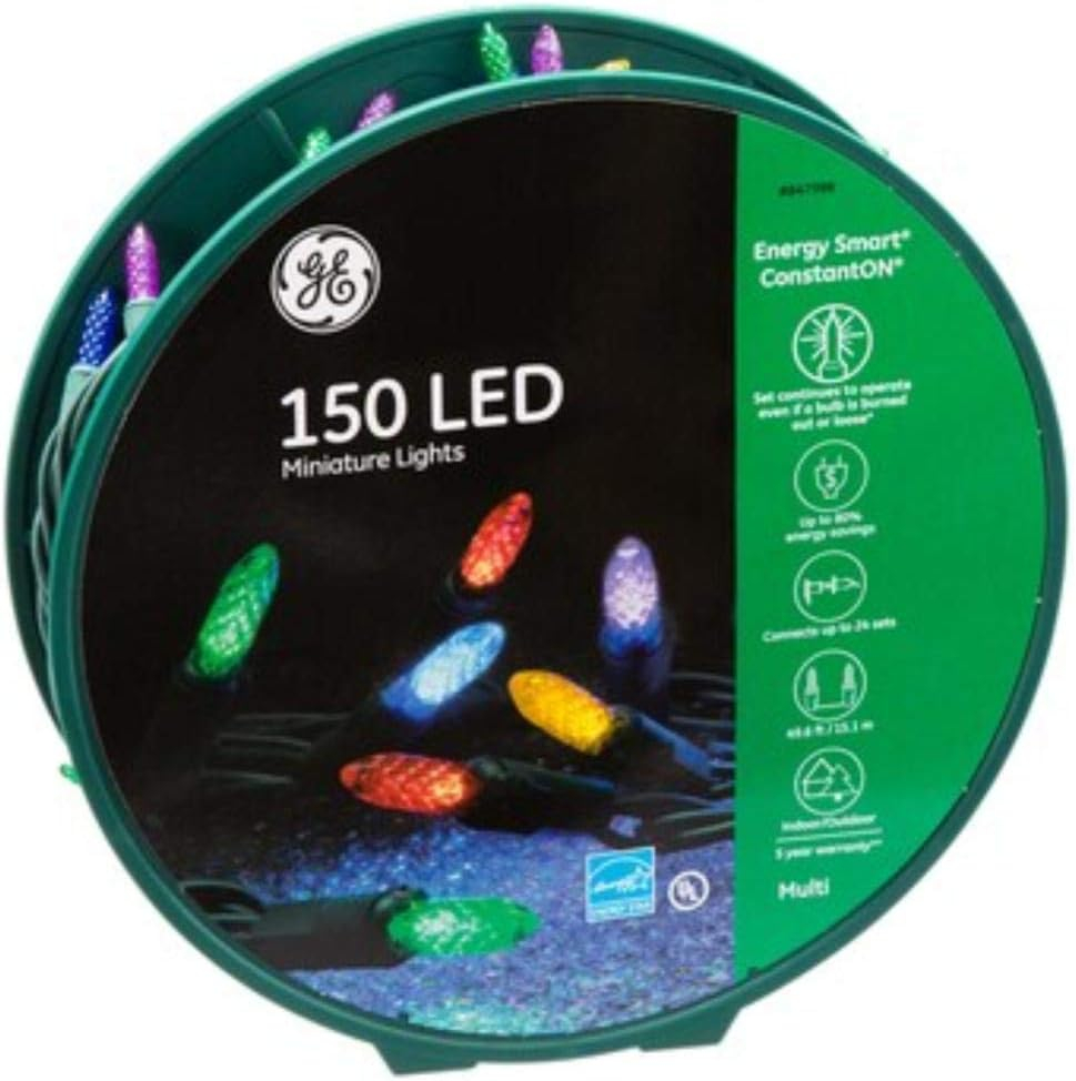 GE Energy Smart 150 LED Miniature String Lights Multi with Green Wire 49.6-FT