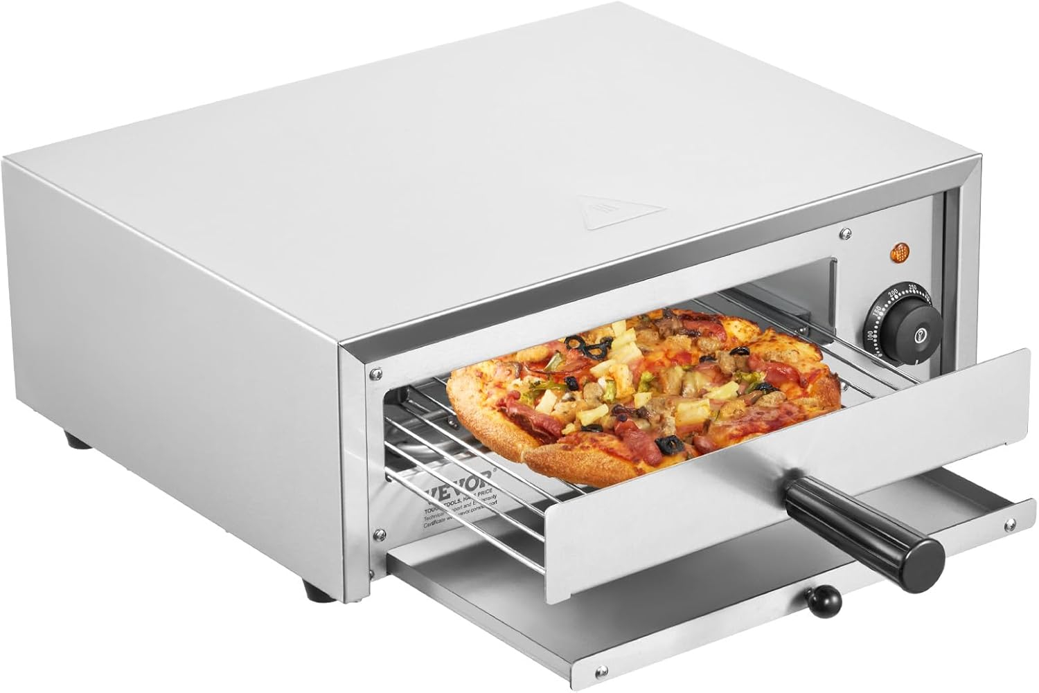 VEVOR 12-Inch Stainless Steel Electric Pizza Oven with Adjustable Temperature