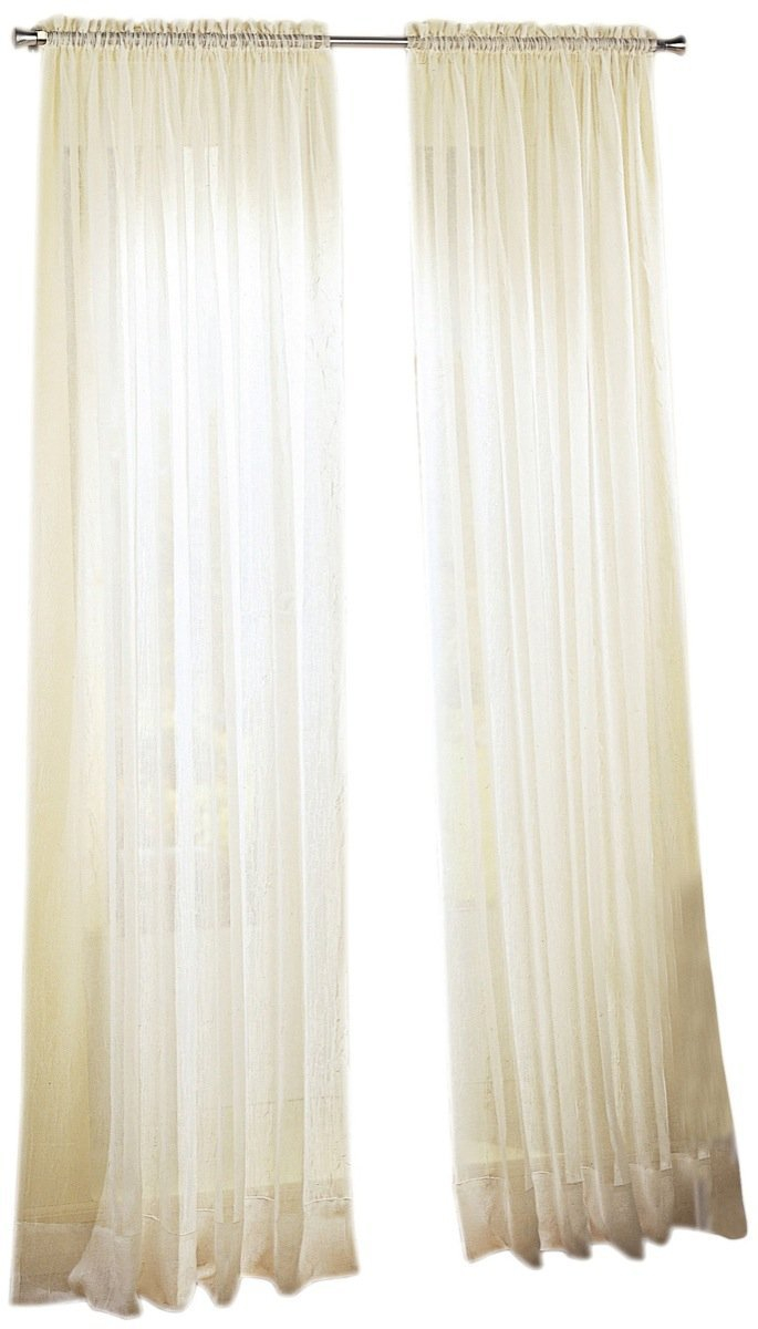 No. 918 Jillian Crushed Voile Sheer Rod Pocket Curtain Panel, 51" x 63", Eggshell