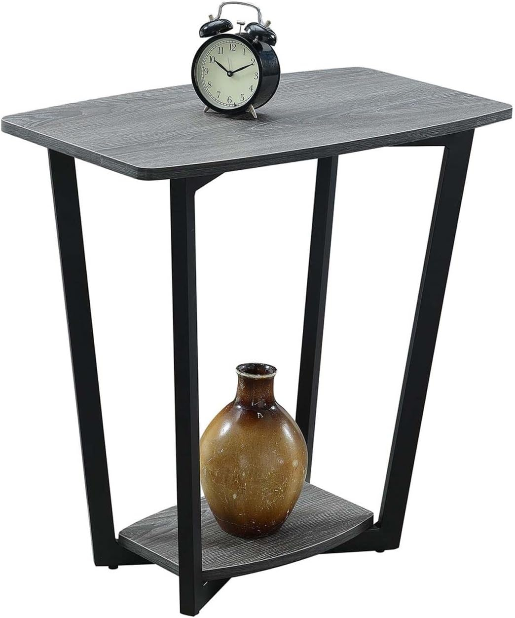 Convenience Concepts Graystone End Table with Shelf, Weathered Gray/Black Frame
