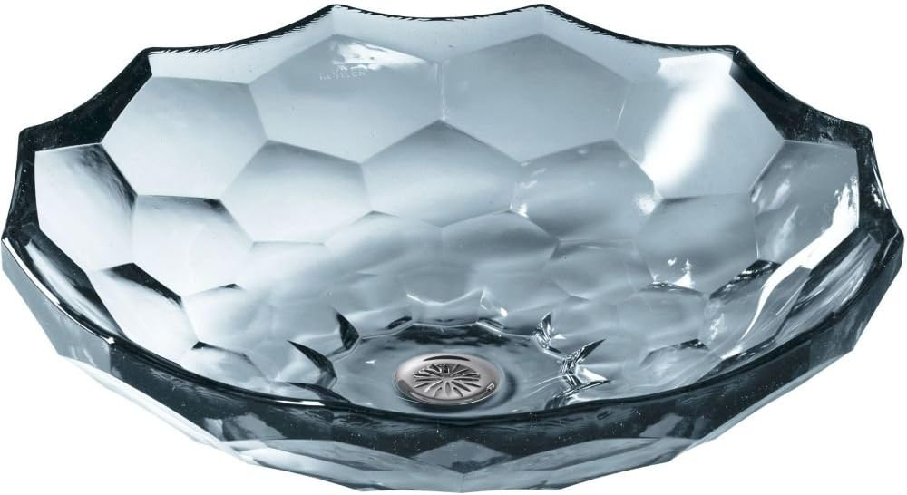 Kohler Briolette, Artist Editions Oval Faceted Glass Bathroom Vessel Sink