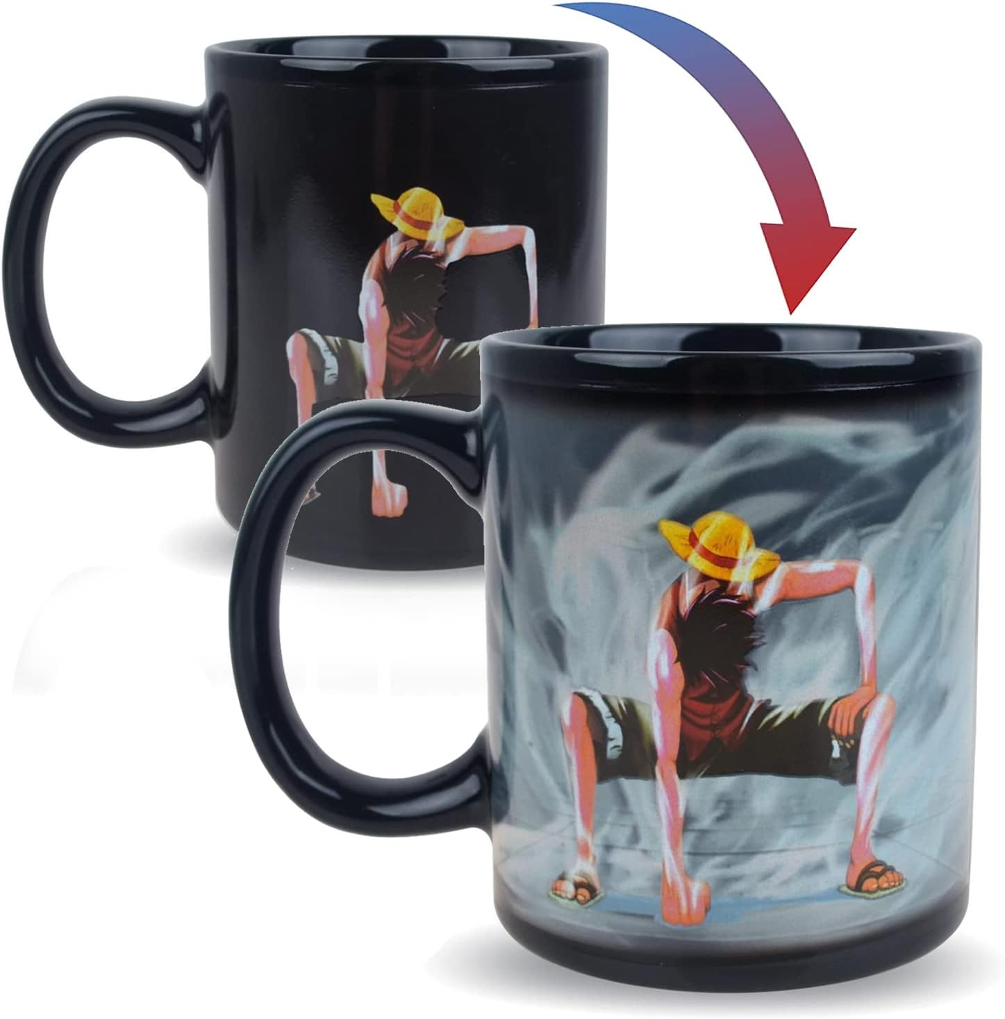 One Piece Luffy Changing Coffee Mug Heat-Sensitive Reactive Ceramic Cup Coffee Mug