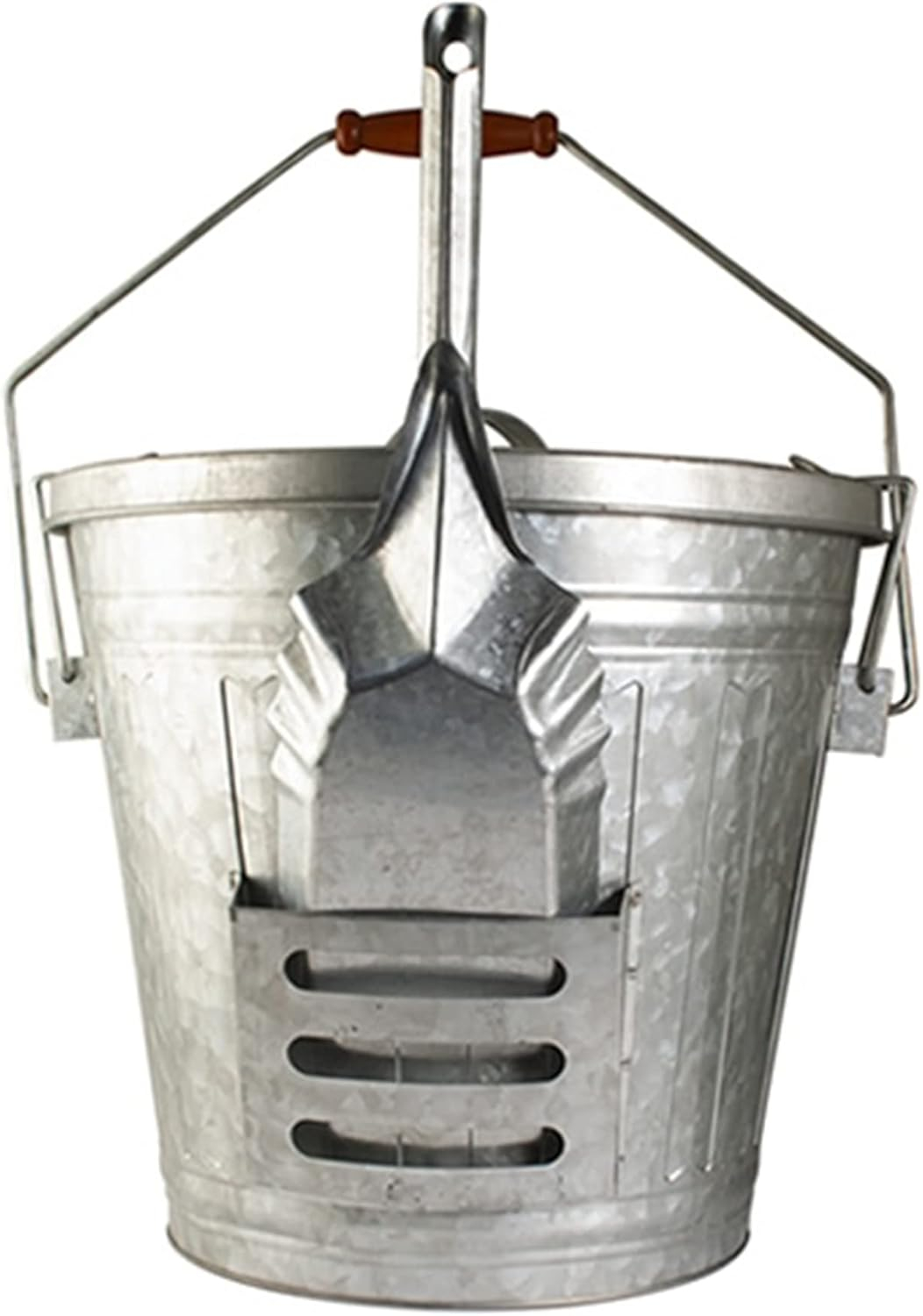Galvanized Steel Rustic Farmhouse Bird Seed Storage Bucket with Scoop