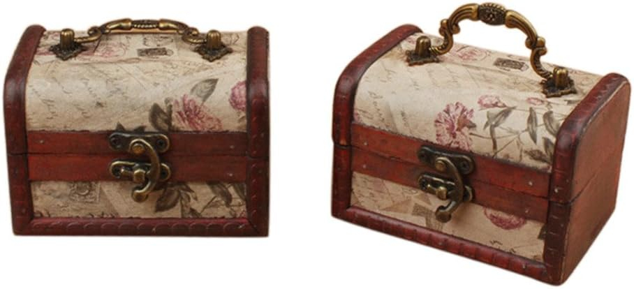 Coolrunner Handmade Retro European wooden box Vintage Wooden Treasure Case Decorative Trinket Jewelry Storage Box Old Memory (1)