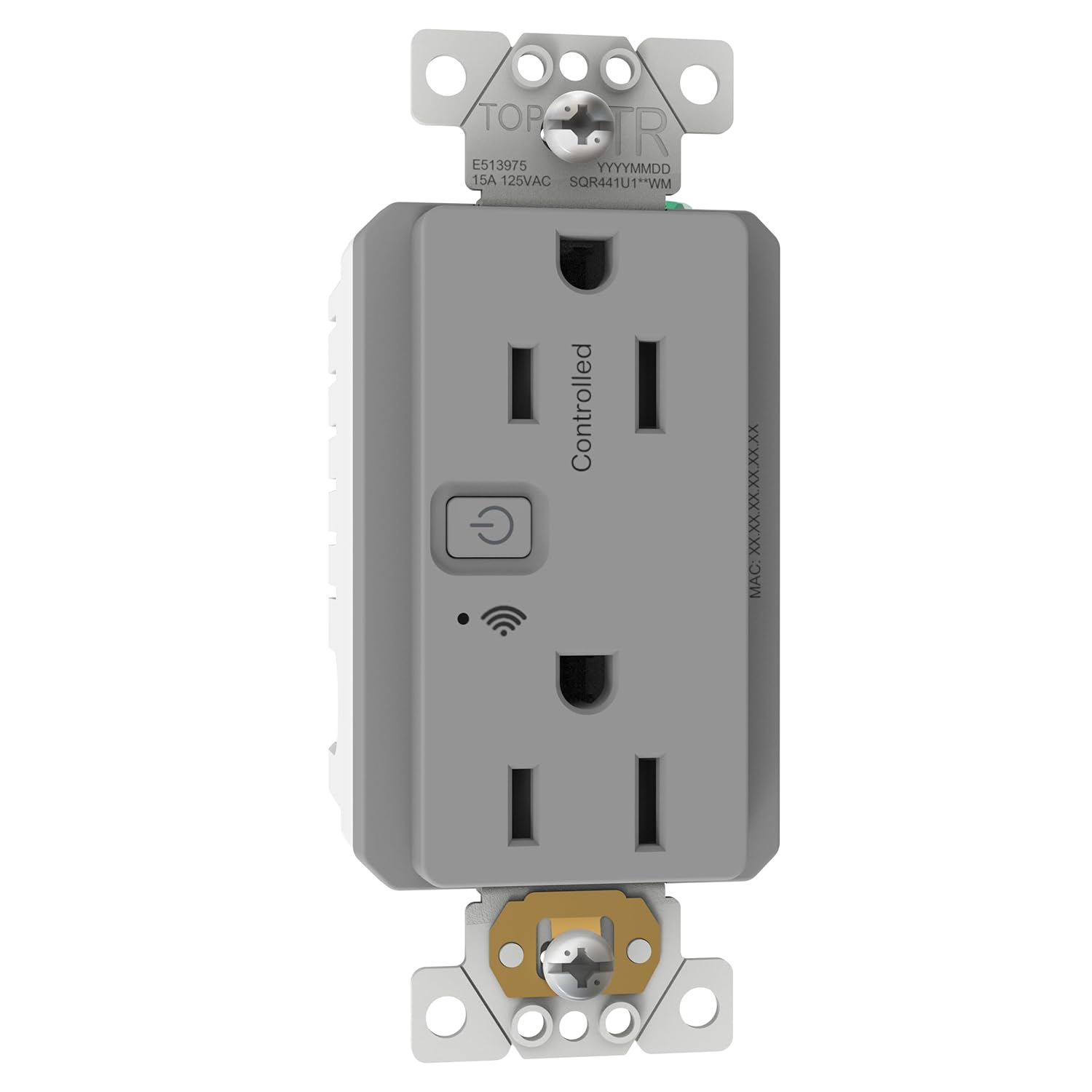 Square D by Schneider Electric X Series 15A 125V Wi-Fi Energy Monitoring Socket Outlet, Tamper Resistant, Needs Neutral Wire, Matter Certified, Compatible with Alexa, Google Home, Apple Home, Grey